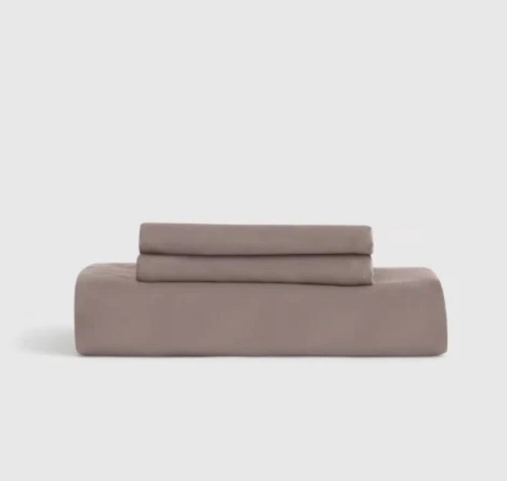 Quince Organic Vicose Bamboo 3 Pc King Fitted Sheet 2 King Sham Set Stone